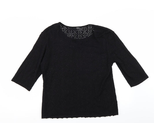 NEXT Womens Black Floral  Basic Blouse Size 10