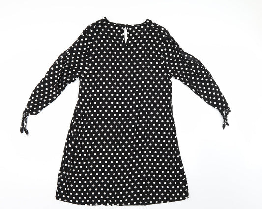 Papaya Womens Black Polka Dot  T-Shirt Dress  Size 12