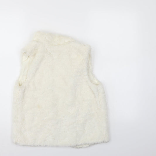 Gap Girls White   Duffle Coat Coatigan Size 10-11 Years  - Faux sheep skin