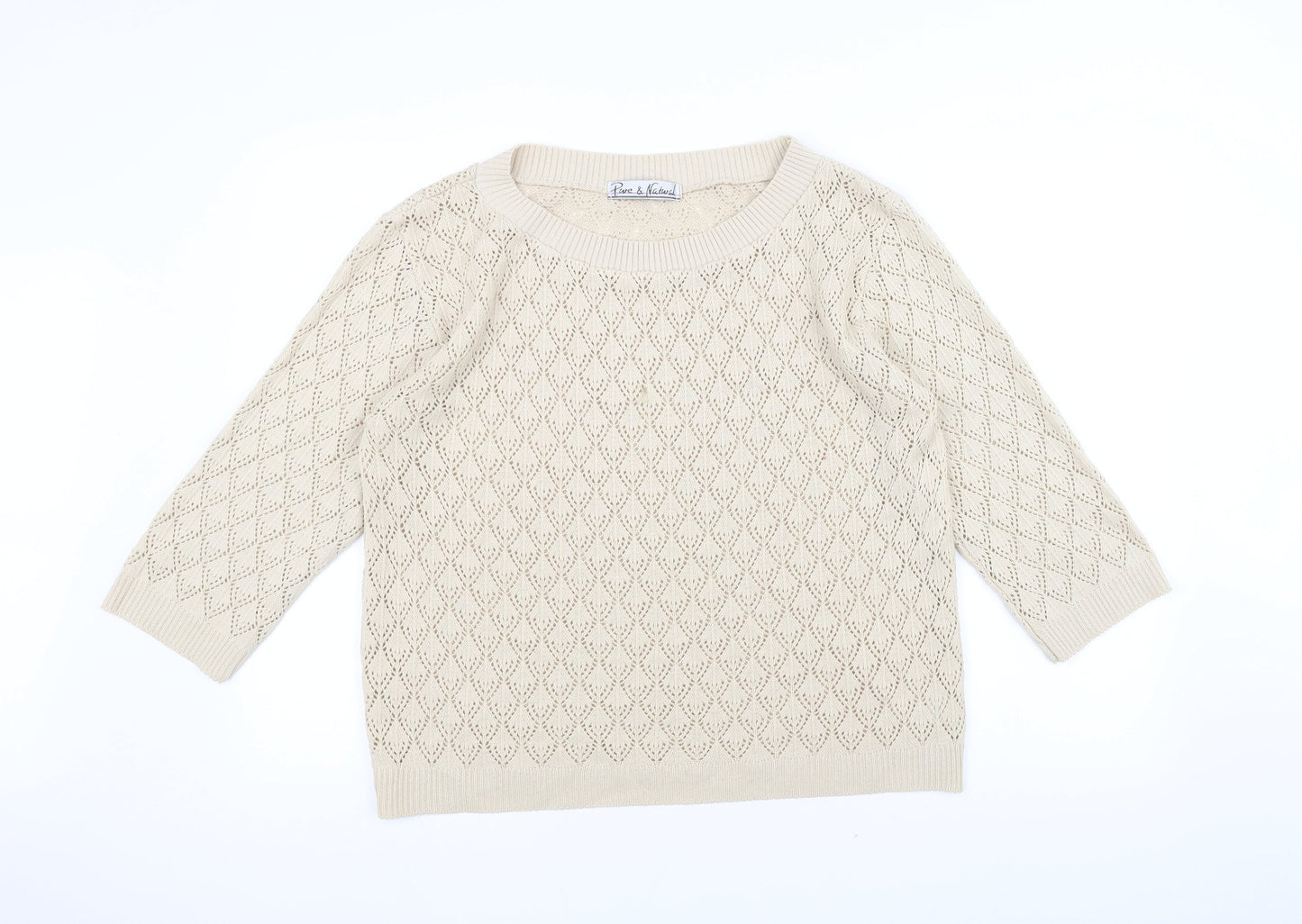 Pure & Natural Womens White   Pullover Jumper Size S