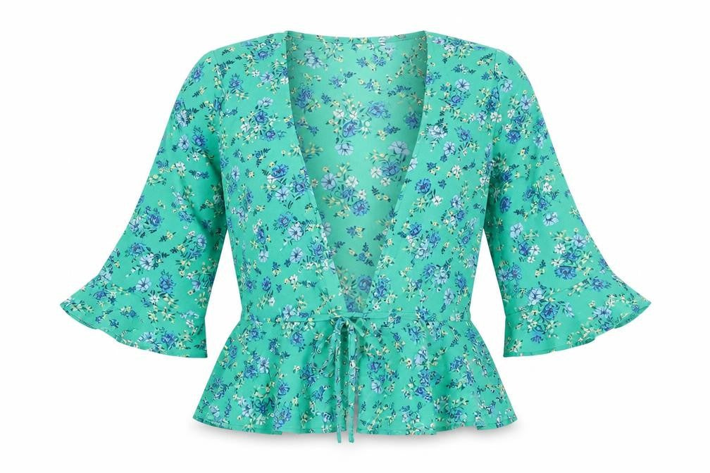 Divided Womens Green Floral  Basic Blouse Size 8