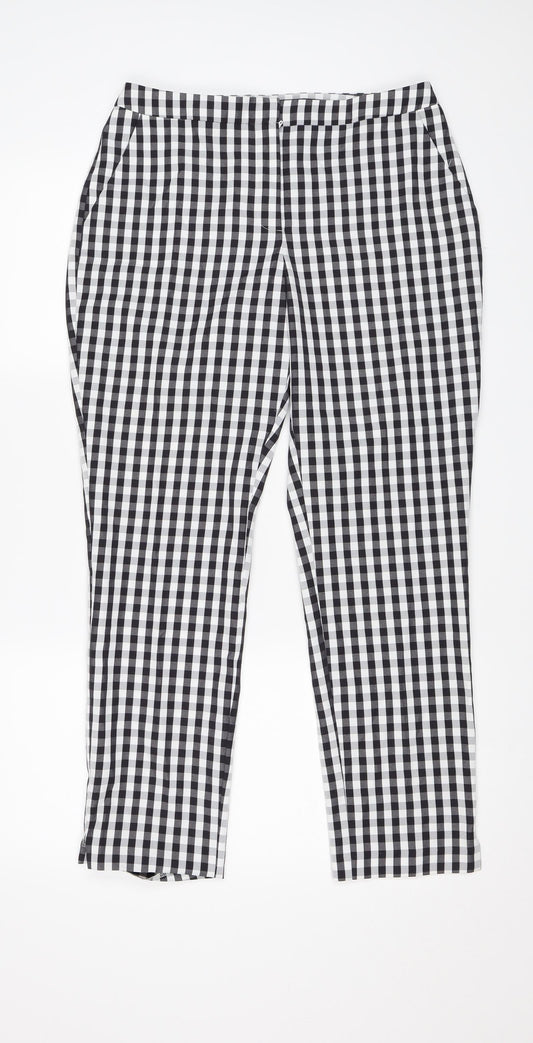 Peacocks Womens Black Check  Trousers  Size 10 L27 in