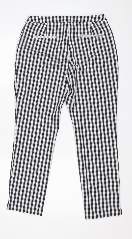 Peacocks Womens Black Check  Trousers  Size 10 L27 in