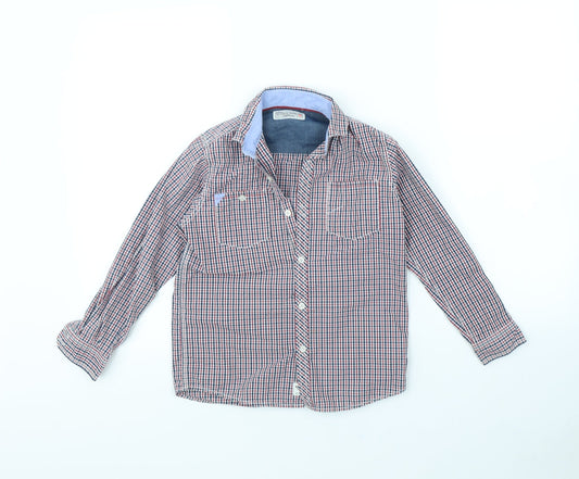 NEXT Girls Red Plaid  Basic Button-Up Size 8 Years