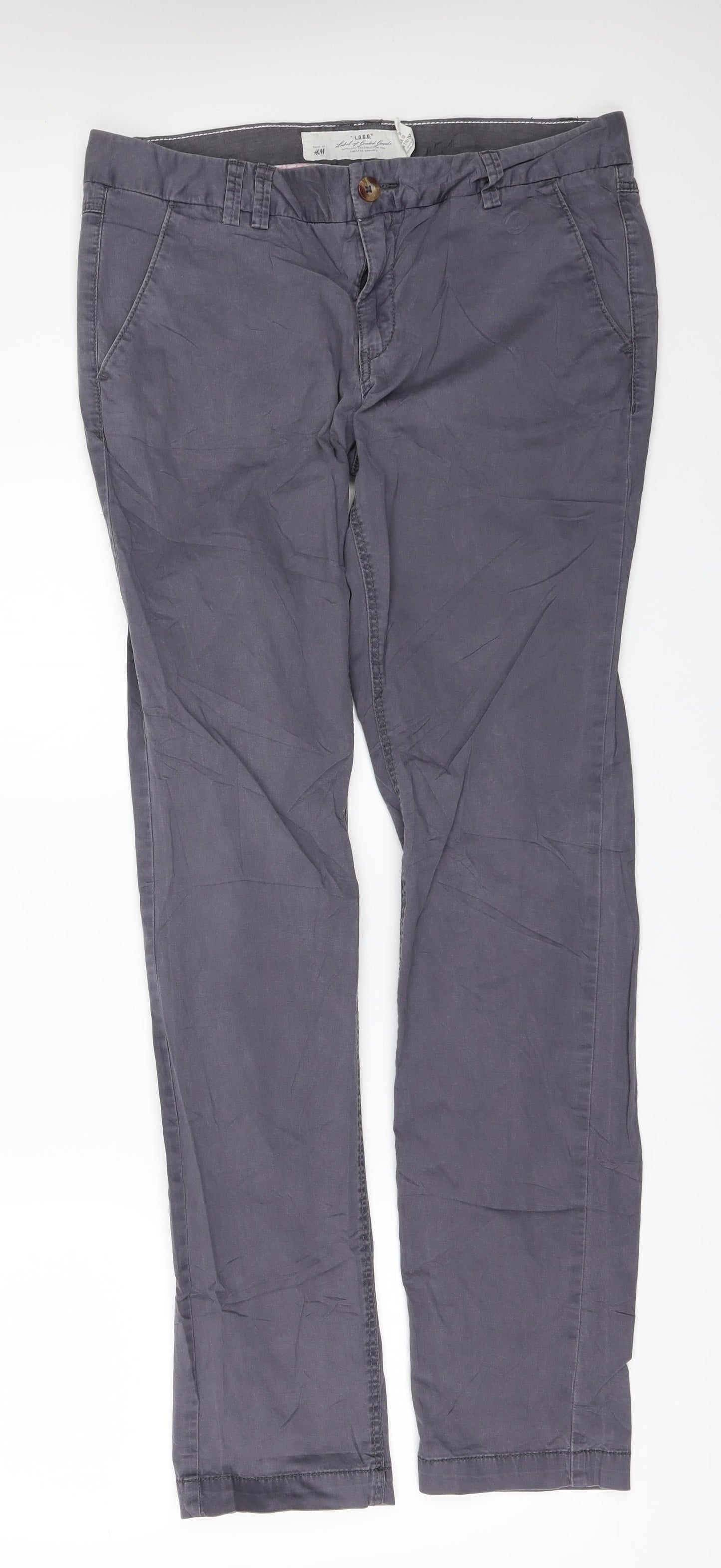 H&M Womens Grey  Denim Straight Jeans Size 12 L32 in
