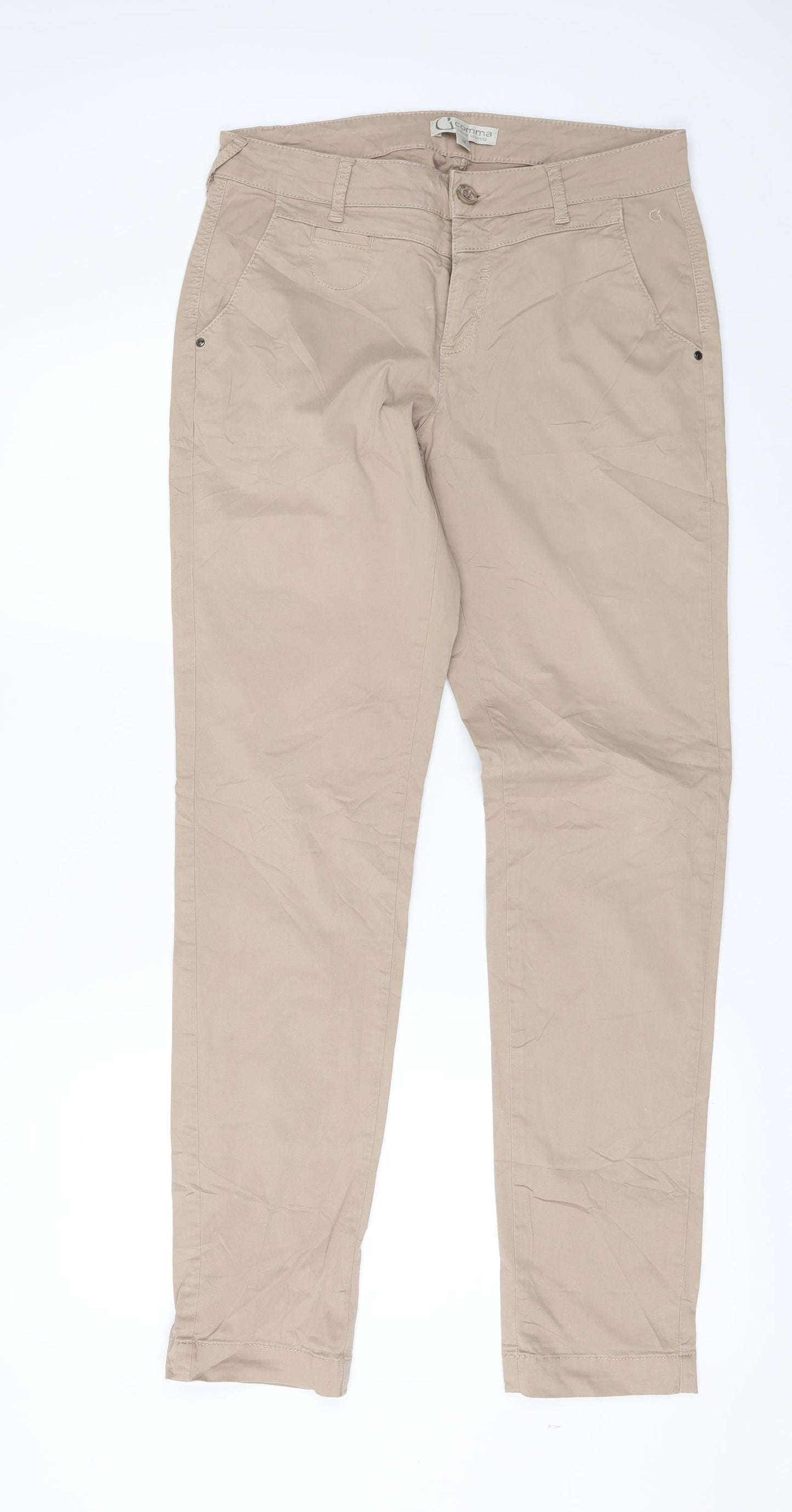 I COMMA Womens Beige   Chino Trousers Size 8
