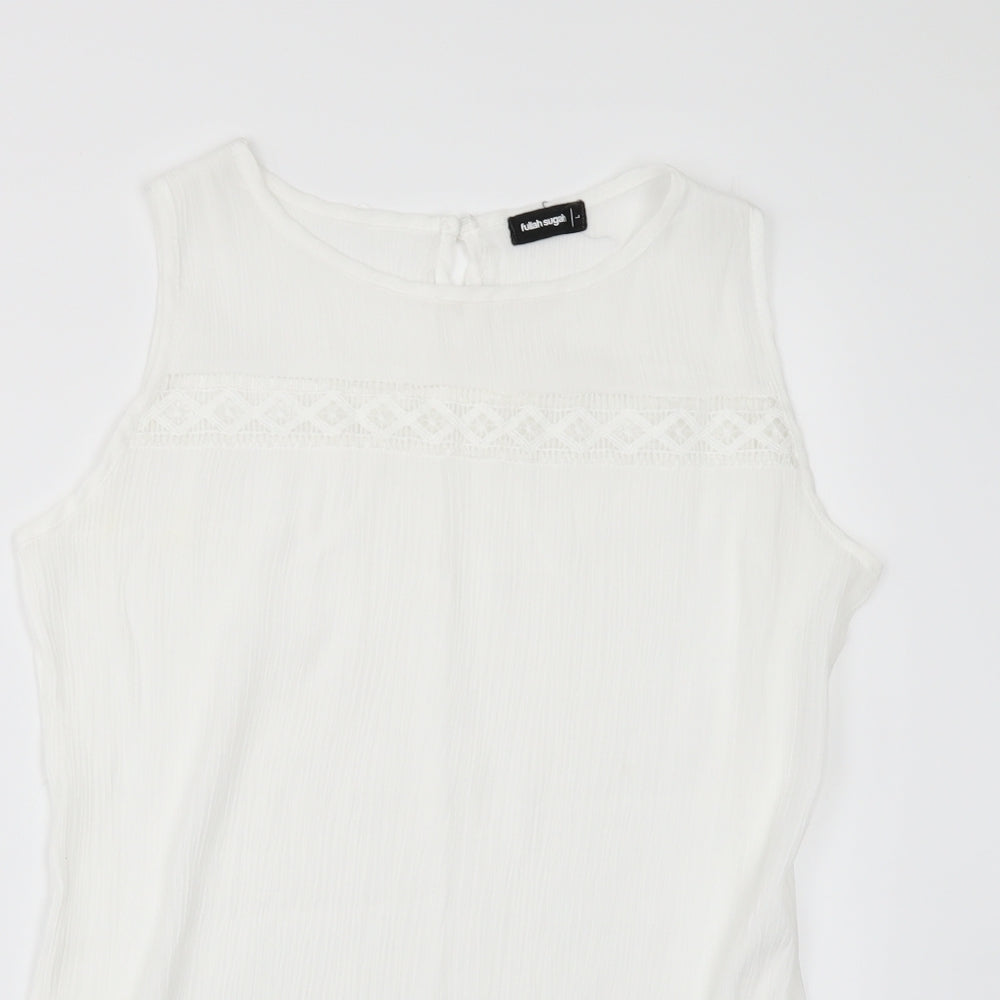FULLAH SUGAR Womens White   Tunic Blouse Size L