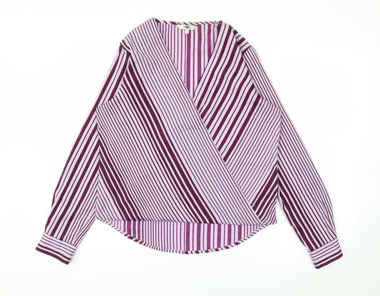 Next  Womens Purple Striped  Basic Blouse Size 12