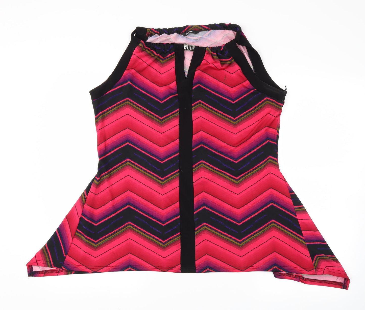 Roman Womens Pink Argyle/Diamond  Basic T-Shirt Size 14