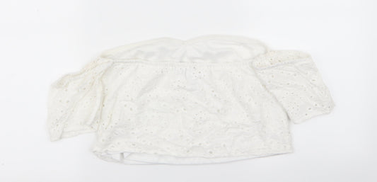 parisian Womens White   Basic T-Shirt Size 10  - crop