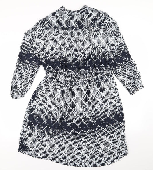 NEXT Womens Blue Geometric  Fit & Flare  Size 10