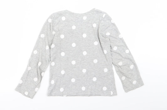 H&M Girls Grey Polka Dot  Basic T-Shirt Size 7-8 Years