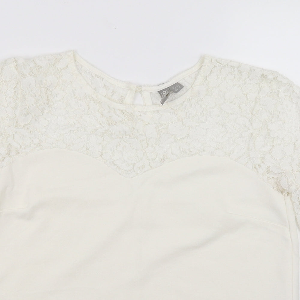 ASOS Womens White   Basic Blouse Size 8  - floral lace detail