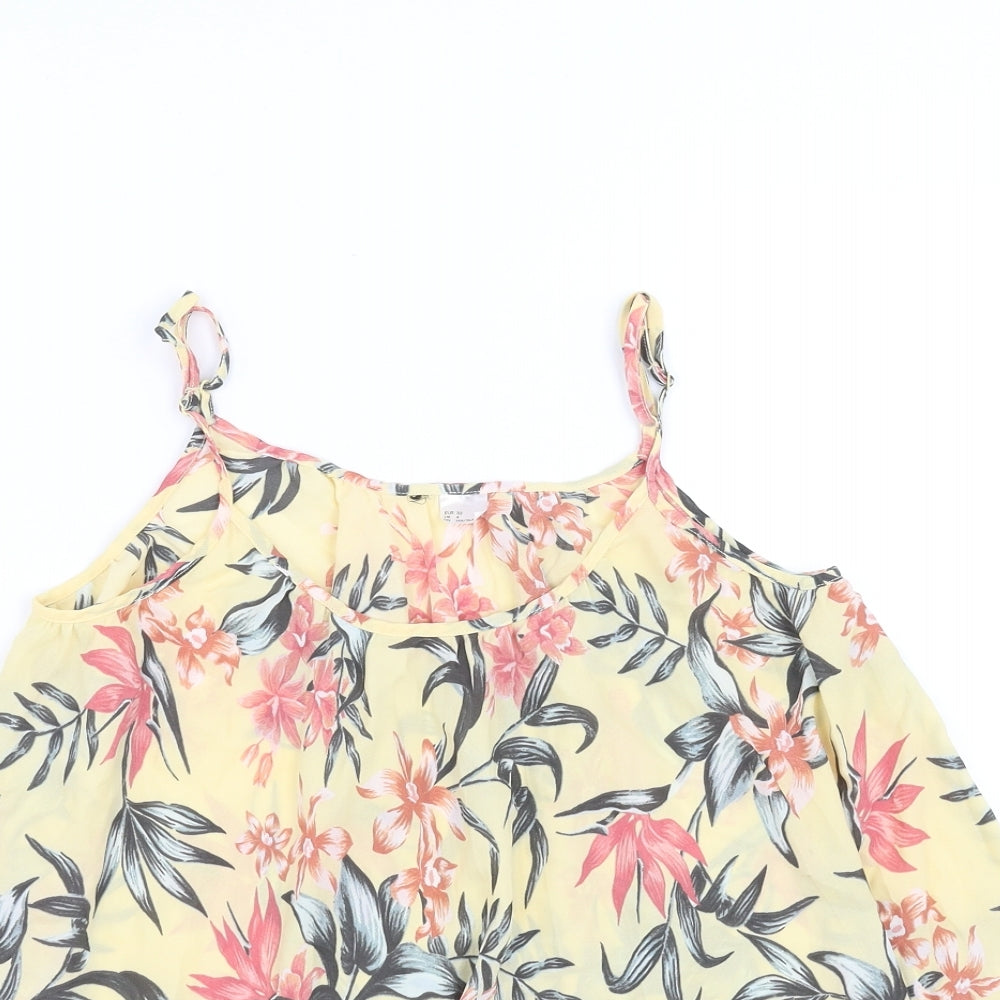 H&M Womens Yellow Floral  Camisole Blouse Size 4