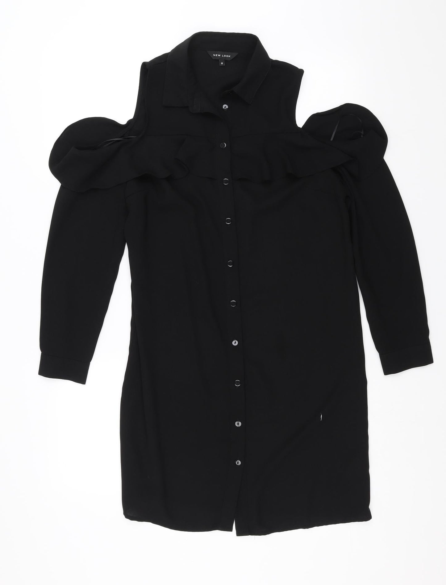 New Look Womens Black   Shirt Dress  Size 8  - cold shoulder