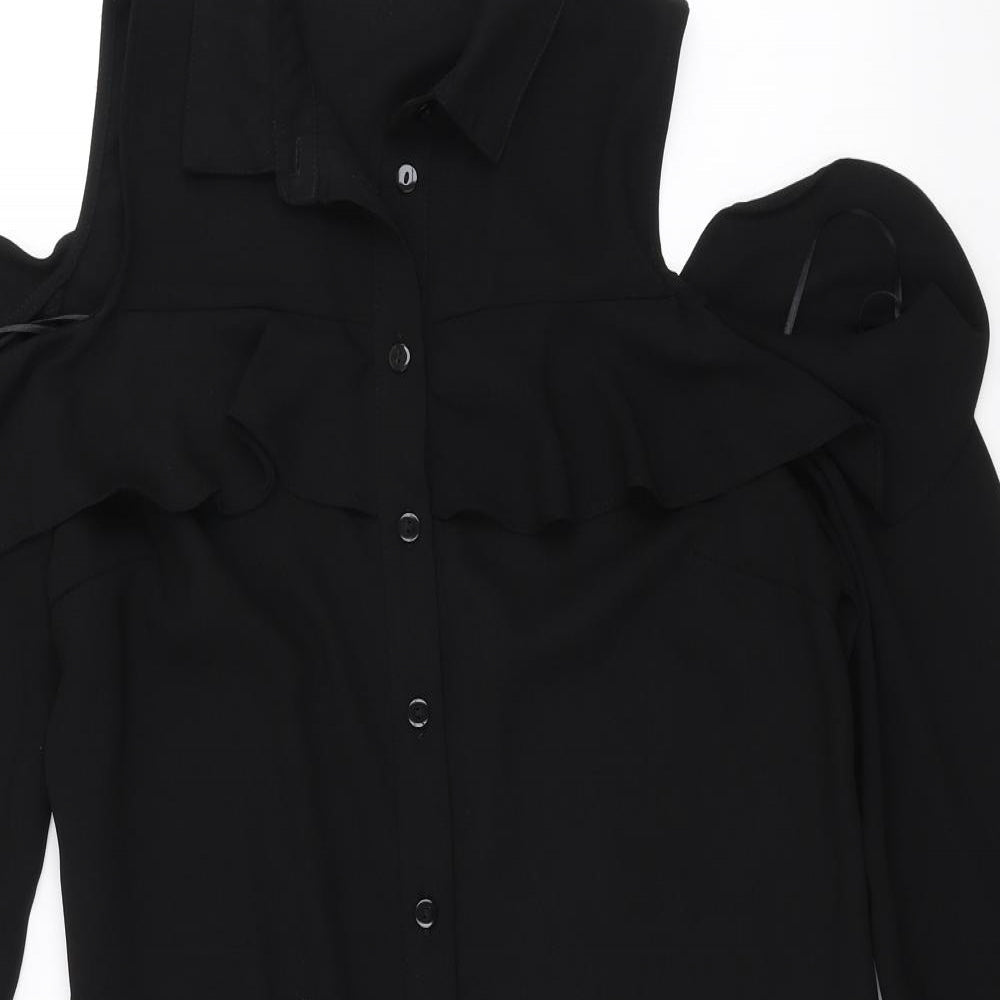 New Look Womens Black   Shirt Dress  Size 8  - cold shoulder