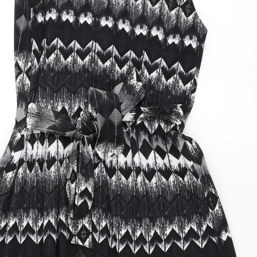 MELA Womens Black Geometric  Fit & Flare  Size 10
