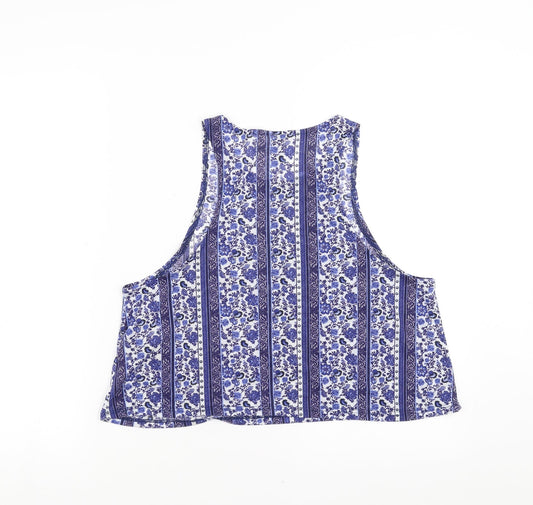Divided by H&M Womens Blue Floral  Cropped Tank Size M