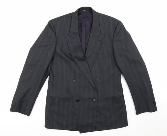 Carpini Mens Grey Striped Rayon Jacket Suit Jacket Size 40