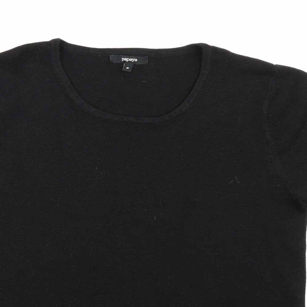 Papaya Womens Black  Knit Pullover Jumper Size 8