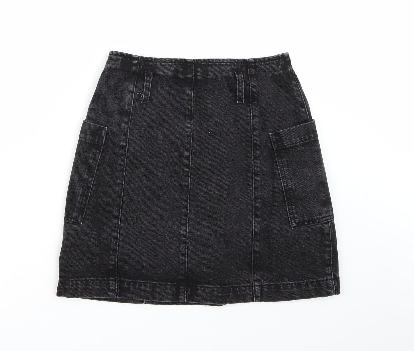 Topshop Womens Black  Denim A-Line Skirt Size 28 in