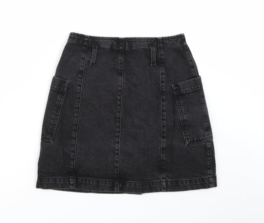 Topshop Womens Black  Denim A-Line Skirt Size 28 in