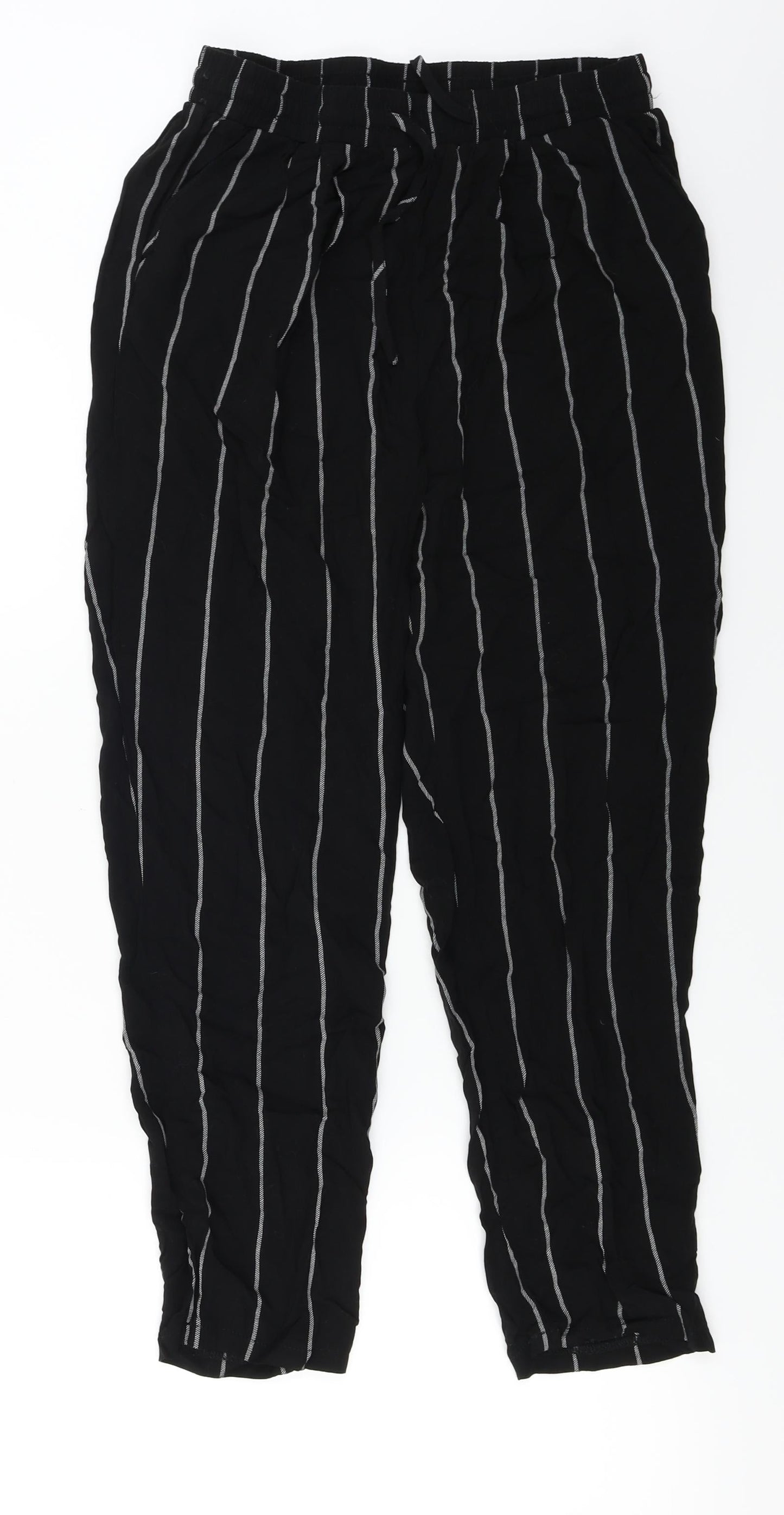PRETTYLITTLETHING  Womens Black Striped  Trousers  Size 8 L21 in