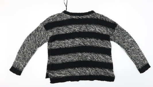 QED London  Womens Grey Striped  Pullover Jumper Size M