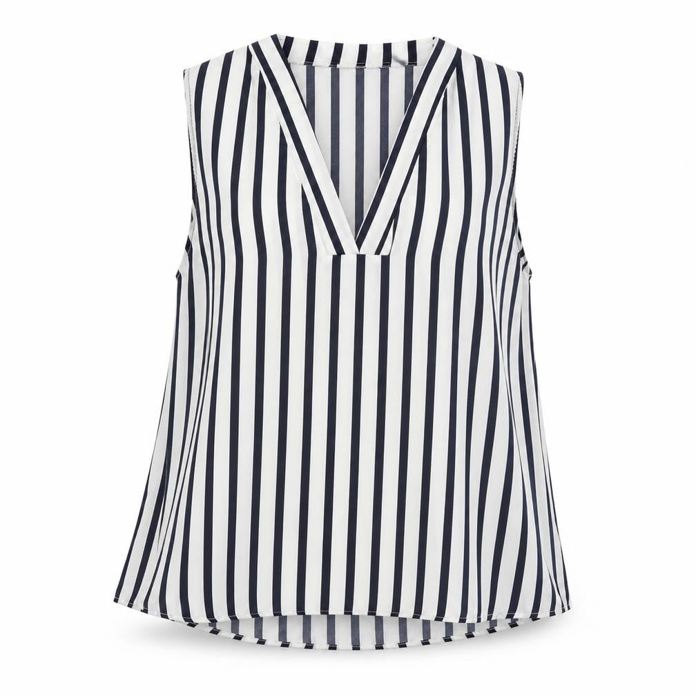 sfera basic Womens White Striped  Basic Blouse Size XL