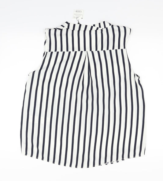 sfera basic Womens White Striped  Basic Blouse Size XL