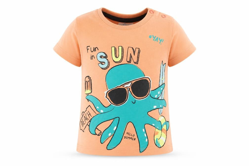so cute  Orange   Basic T-Shirt Size 6-9 Months  - squid