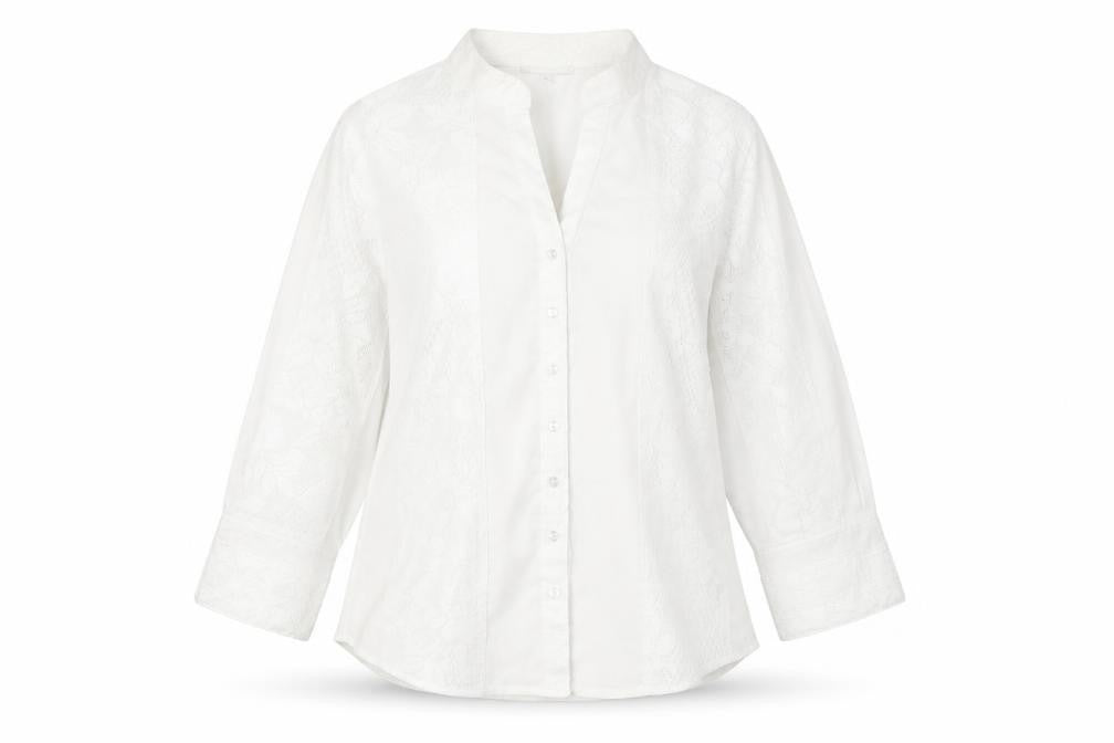 Tuchuzy Womens White Floral  Basic Button-Up Size 12