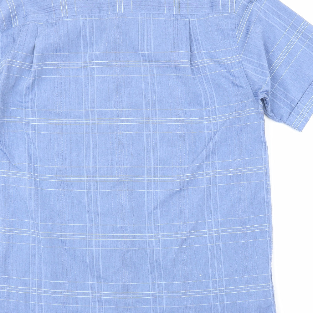 BHS Mens Blue Check   Button-Up Size 15