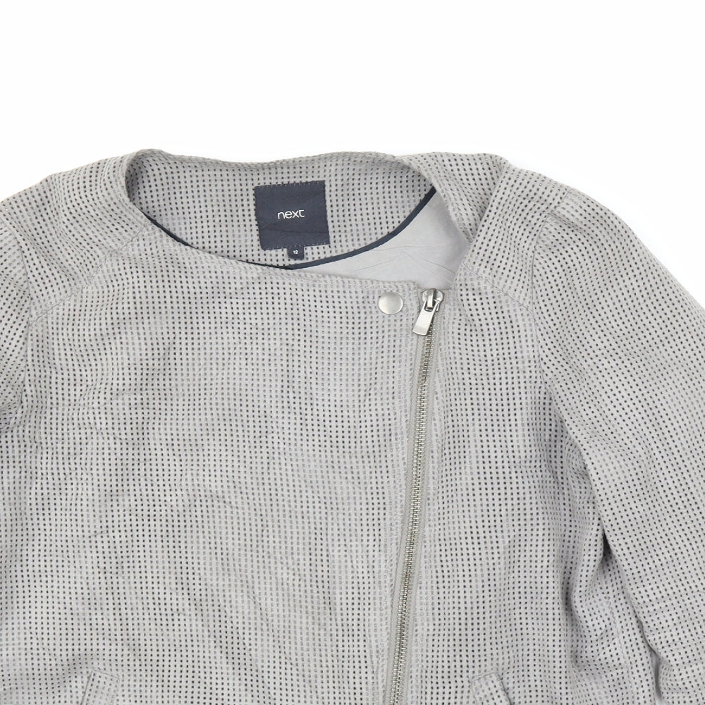 NEXT Womens Grey   Motorcycle Jacket Coat Size 12