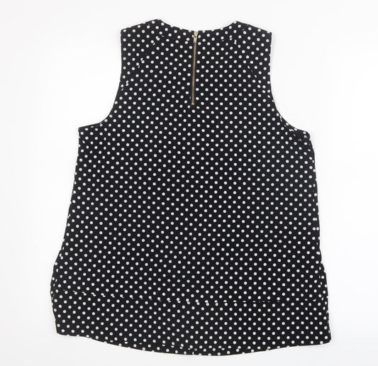 Maison Jules Womens Black Polka Dot  Basic Blouse Size M
