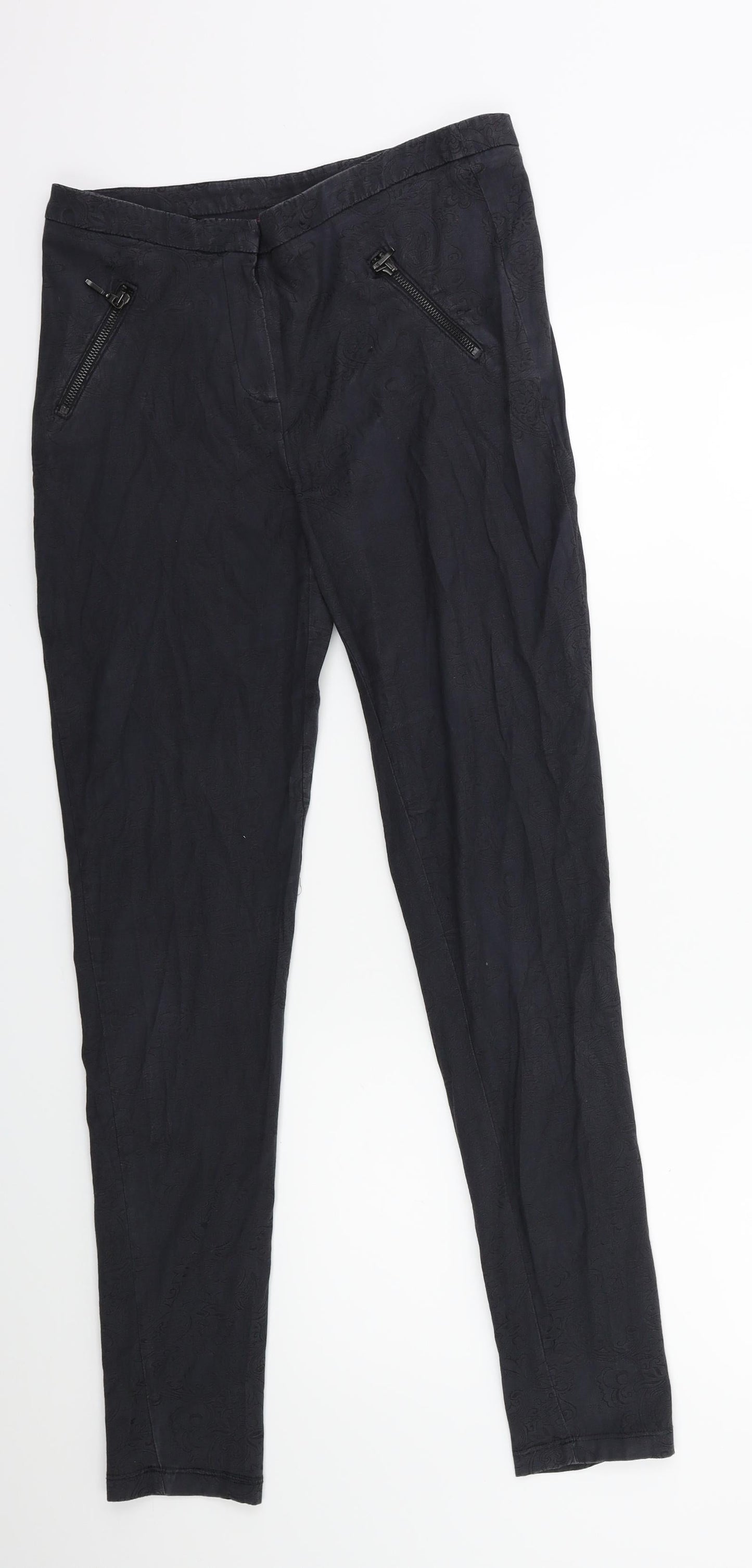 Dorothy Perkins Womens Black Paisley  Trousers  Size 10 L30 in