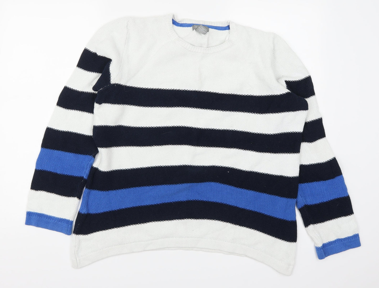 Kenar Womens Blue Striped  Pullover Jumper Size XL