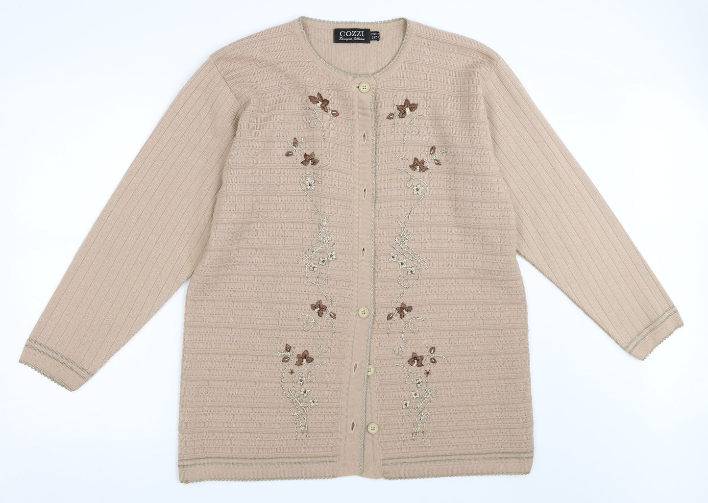 Cozzi Womens Beige   Cardigan Jumper One Size