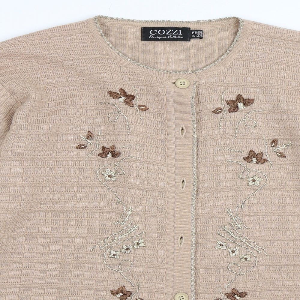 Cozzi Womens Beige   Cardigan Jumper One Size