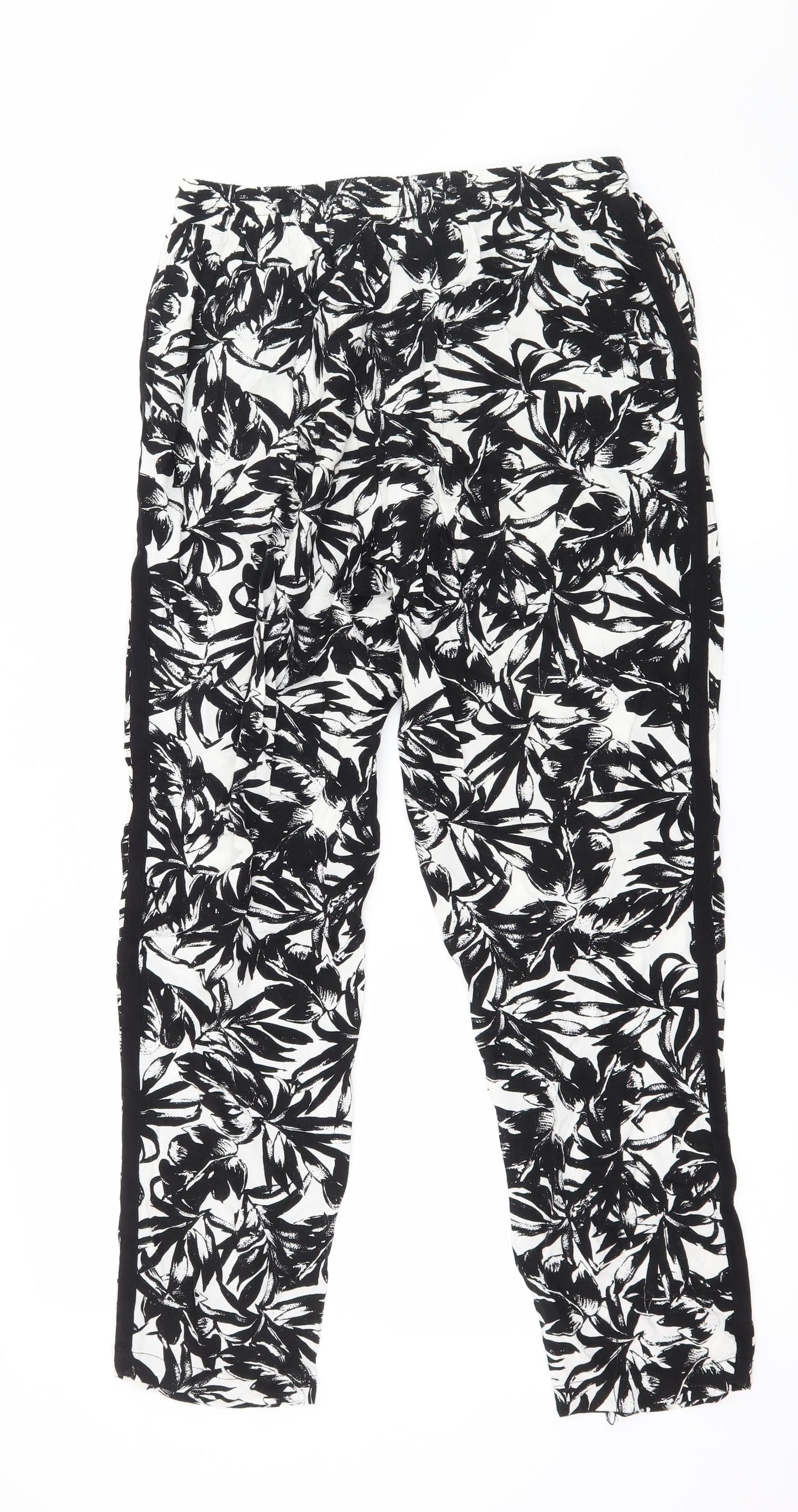 Dorothy Perkins Womens Black Floral  Trousers  Size 8 L25 in