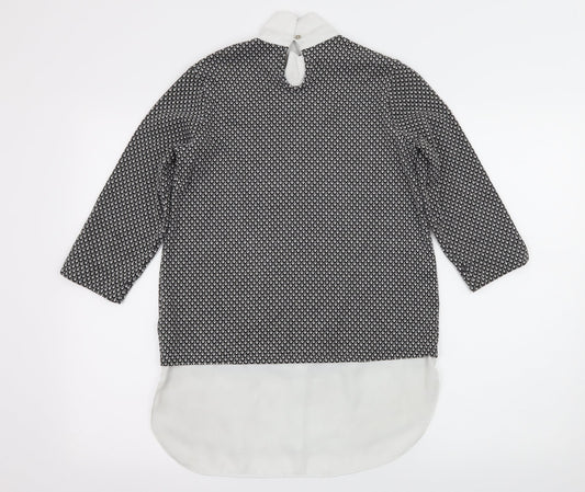 Dorothy Perkins Womens Black Geometric Jersey Basic Blouse Size 8