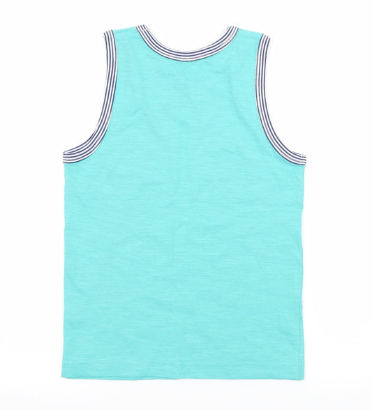 Matalan Boys Blue  Jersey Basic Tank Size 8 Years  - Cali Vibes
