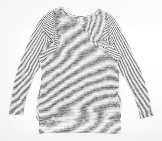 Zara Womens White Striped Knit Pullover Jumper Size S