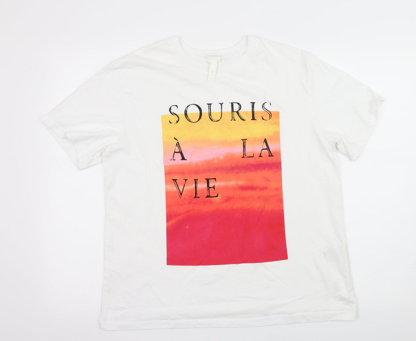 H&M Mens White  Jersey  T-Shirt Size M  - Souris A La Vie