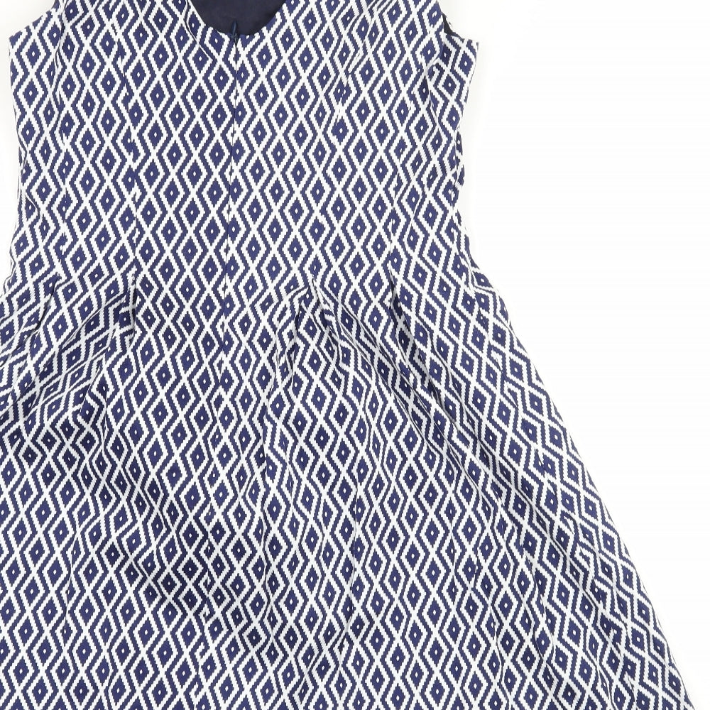 Colotee Womens Blue Geometric  Fit & Flare  Size 10