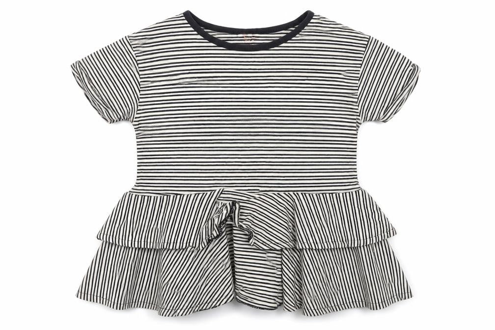 TU Girls Black Striped Jersey Basic T-Shirt Size 7 Years