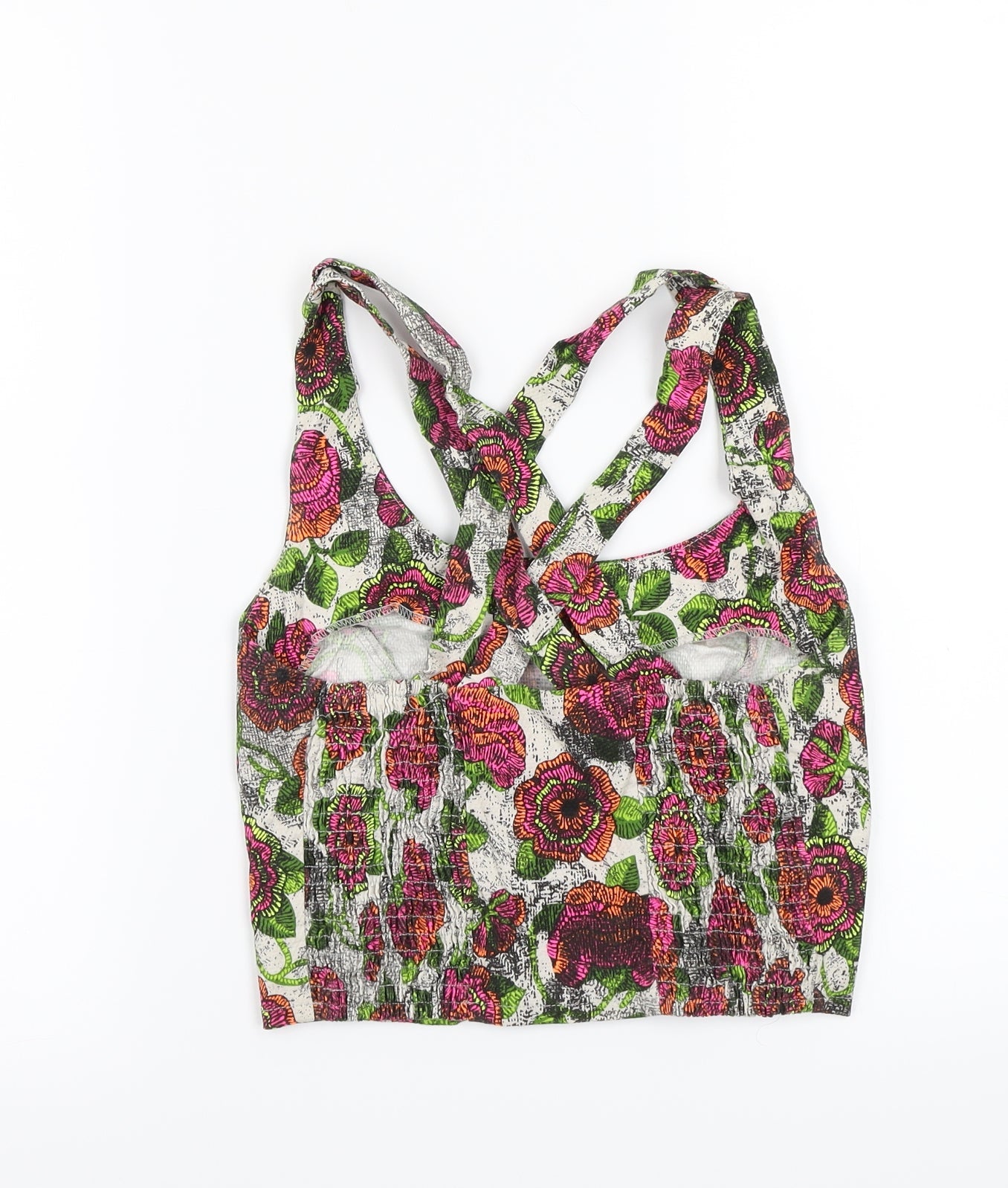 Topshop Womens White Floral  Basic T-Shirt Size 8