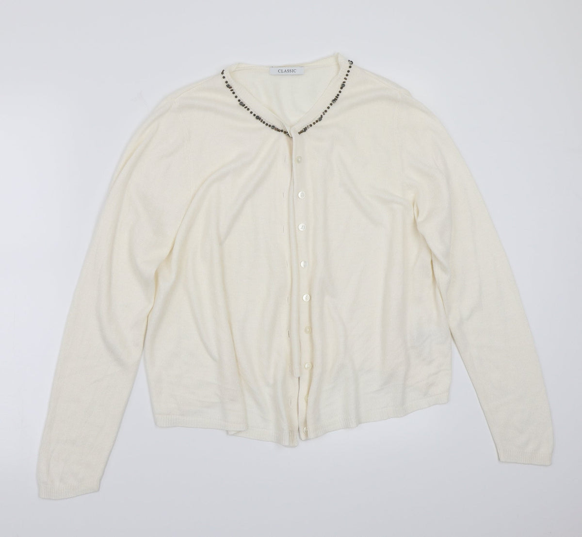 Marks & Spencer Womens White   Cardigan Jumper Size 14