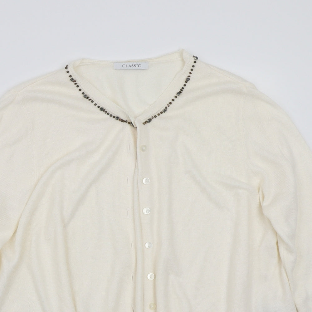 Marks & Spencer Womens White   Cardigan Jumper Size 14