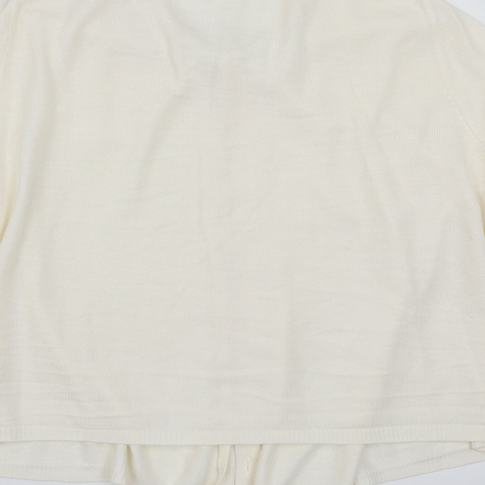 Marks & Spencer Womens White   Cardigan Jumper Size 14